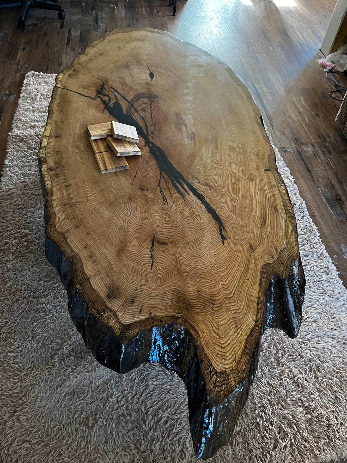 Custom White Oak Live Edge Slab Coffee Table **Ready**