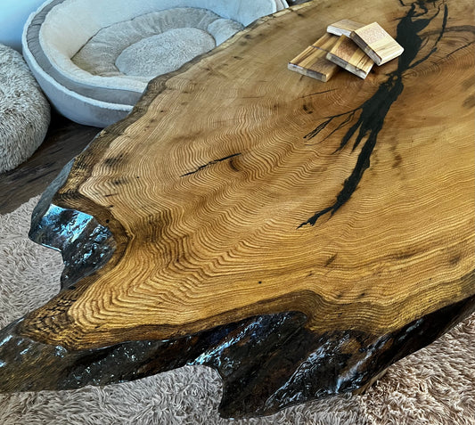 Custom White Oak Live Edge Slab Coffee Table **Ready**