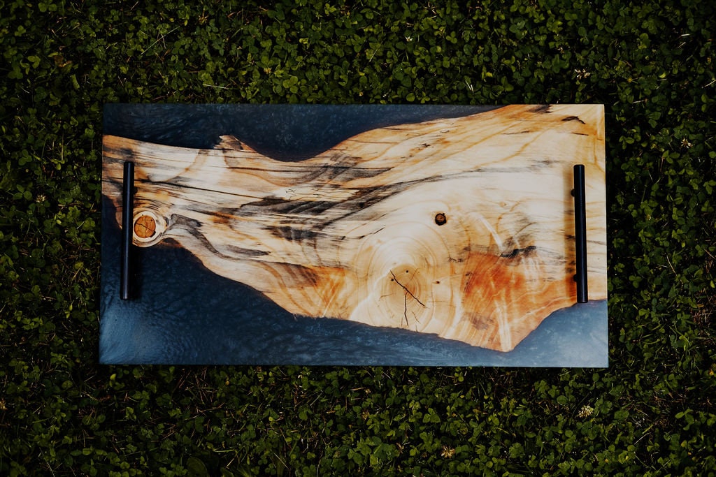 Epoxy Live Edge Charcuterie Board With Handles