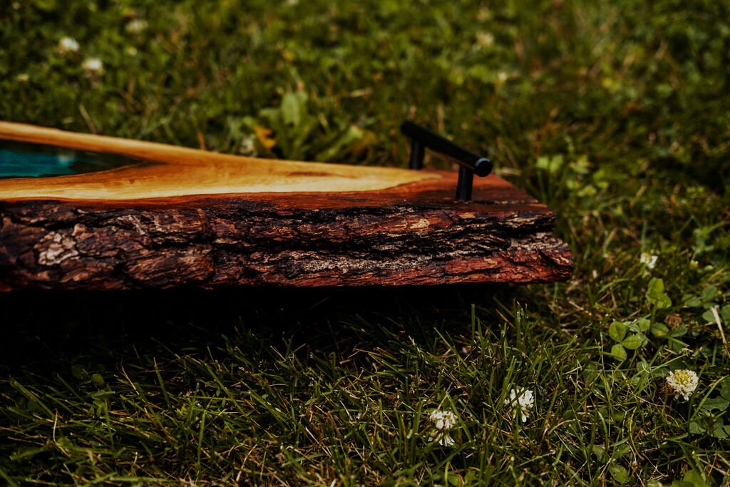 Epoxy Live Edge Charcuterie Board With Handles