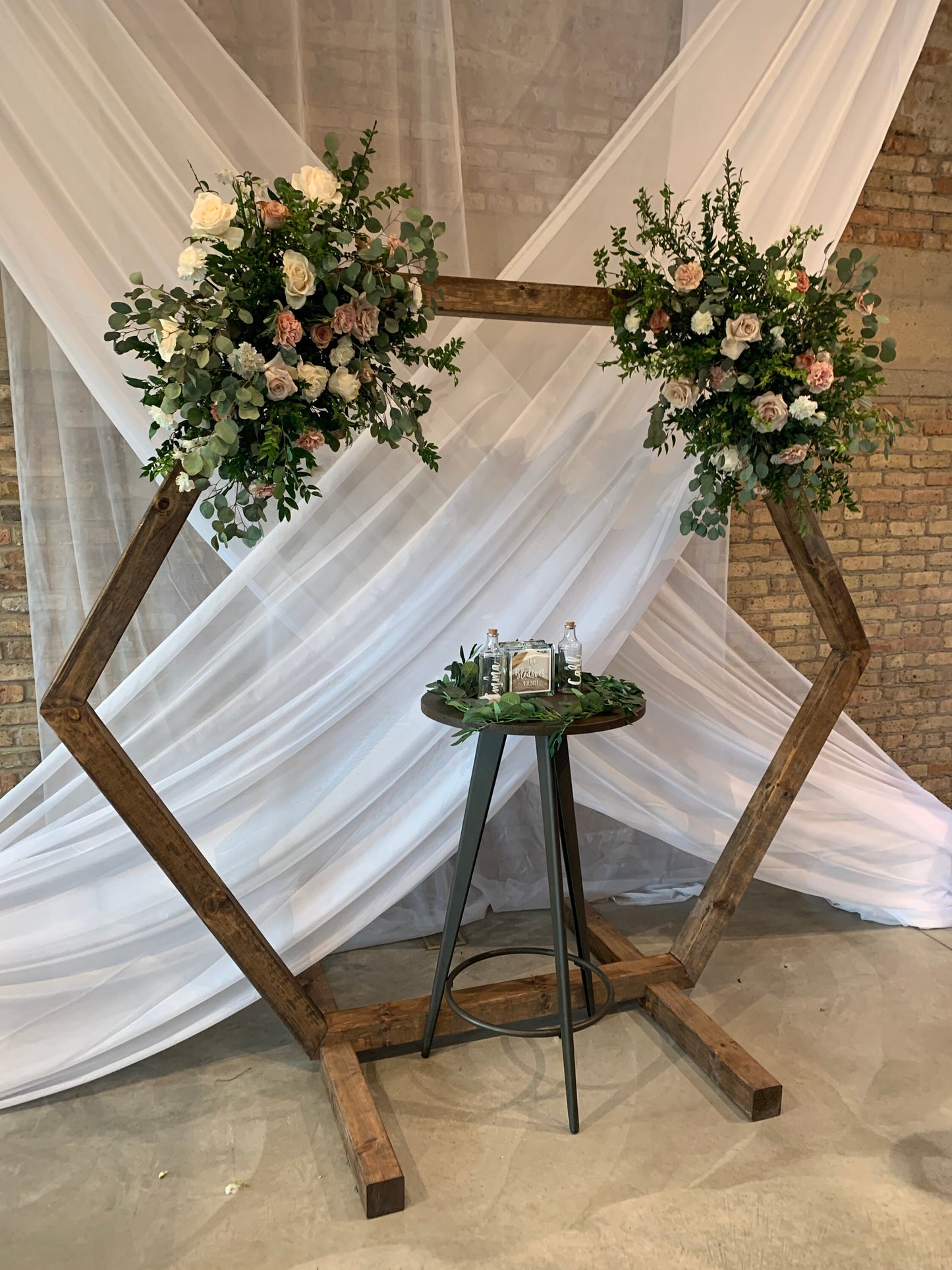 Rustic  7 Foot Tall Hexagon Wedding Arch 4x4's